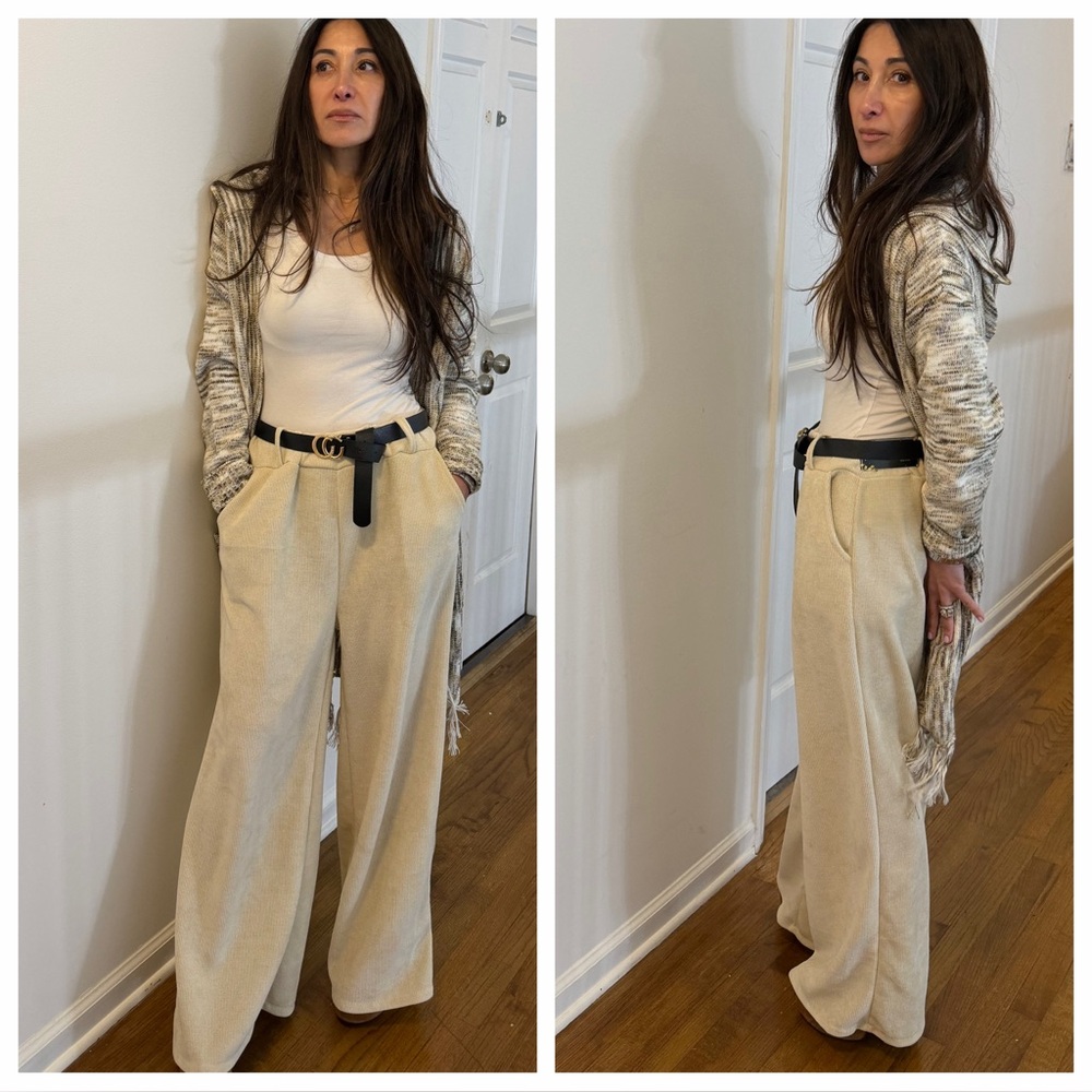 MADE IN ITALY Stylish Wide-Leg Pants WITH BELT